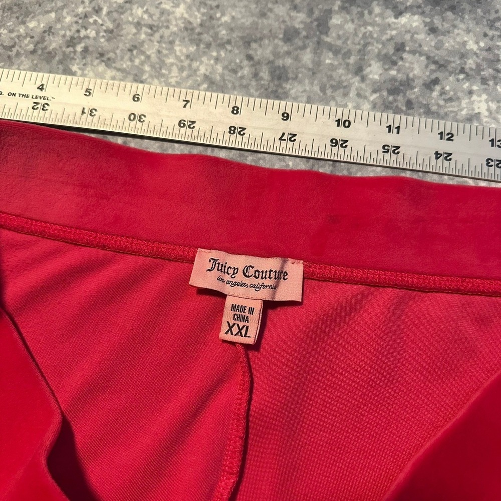 Juicy Couture Velour Track Pants Pink Sparkle Logo Women's XXL Bell Bottom Flare - Picture 3 of 8